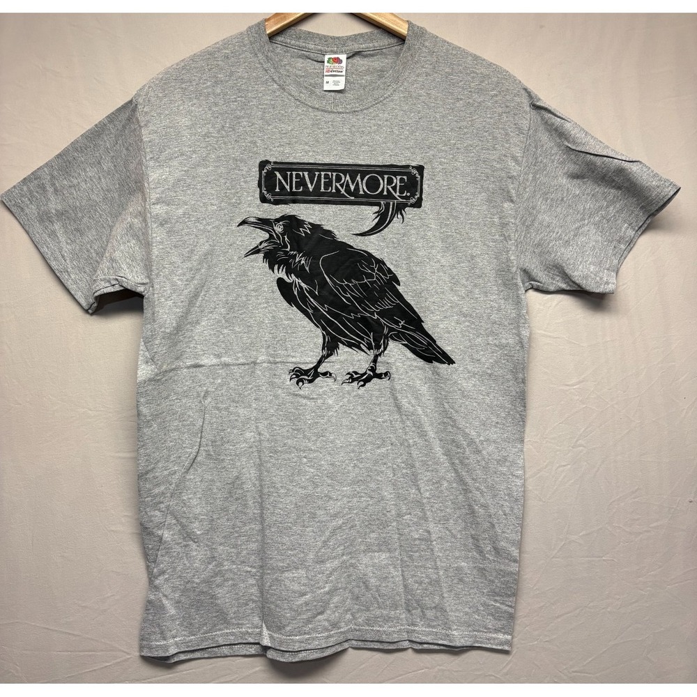 Music Band Shirt Mens Gray‎ Cotton Nevermore Raven Graphic Tee Medium